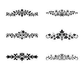 Collection of ornate decorative flourishes isolated on white background