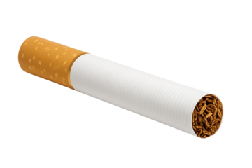 A close-up studio shot of a classic cigarette, representing concepts of smoking, nicotine addiction, and unhealthy habits