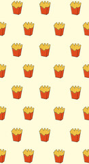 French Fries Seamless Food Pattern Design for Textile Background