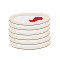 Dirty Plate Stack Illustration with Sauce Stain Food Mess
