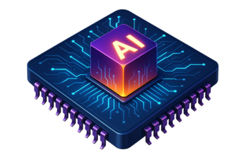 Glowing AI Microchip on a Circuit Board Illustrating the Future of Artificial Intelligence Technology