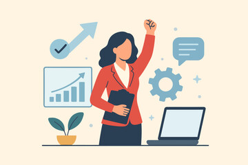 Empowered Professional in Modern Workspace – Confidence and Leadership Vector