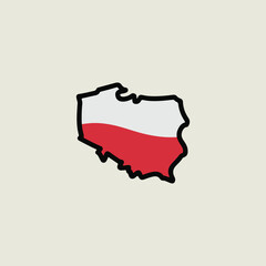 map of poland with flag