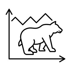 (Editable Stroke) Bear market symbol with downward trend graph icon for  finance and investment