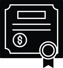 (Editable) Financial security bond certificate icon representing investment and business achievement