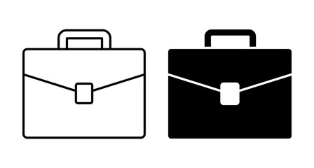 (Editable)Two briefcases one outline one solid simple icon represents business and professional work