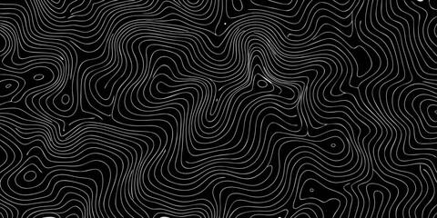 Abstract topographic map lines on a black background creating a contour pattern