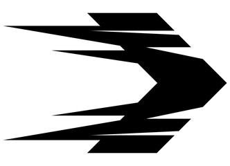 Dynamic vector arrow. pattern black on white background. Modern design element for car body, boat, sportswear, toy. Game style. Modern vector background. Pointer. direction, navigation