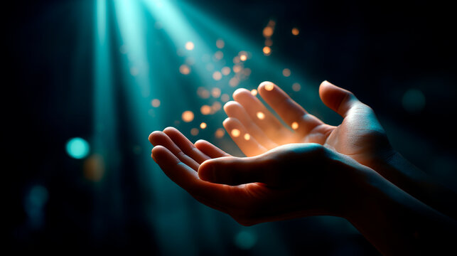 Inspiration and enlightenment concept offering hope through divine light spiritual awakening and transformation divine radiant light breaking through darkness Christian faith