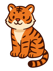 Tiger cub cartoon illustration. Cute funny tiger clipart