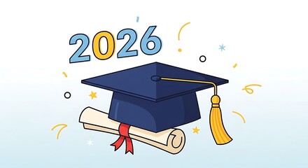 Graduation cap 2026 diploma celebration achievement success