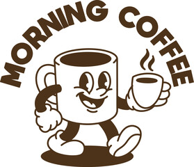 illustration mascot morning coffee vector	
