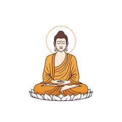 Buddha illustration depicting spiritual enlightenment and inner peace on clean white background. Buddha illustration represents meditation, dharma, and mindfulness in pursuit of nirvana.