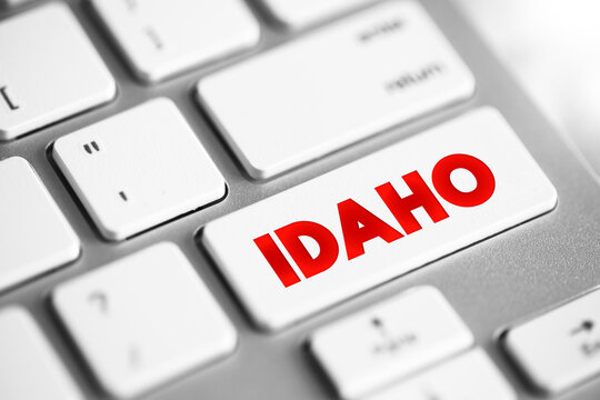 Idaho - is a northwestern U.S. state known for mountainous landscapes, text concept button on keyboard