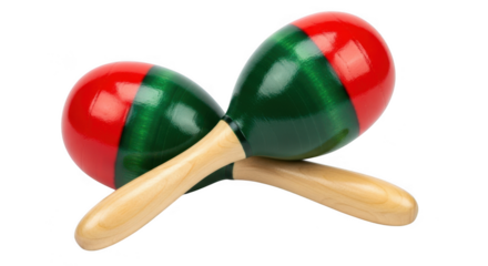 Pair of colorful maracas isolated on transparent background