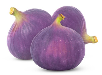 Fototapeta premium Three figs isolated. Fig fruit with clipping path..