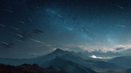 Nighttime mountain starscape