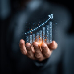 Hand Growing Chart Next To Gavel And Lady Justice