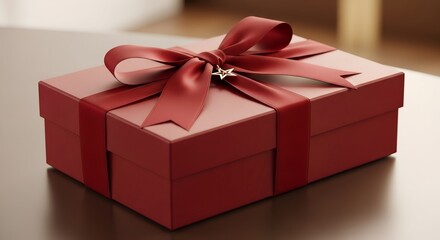 Elegant Red Gift Box with Golden Ribbon