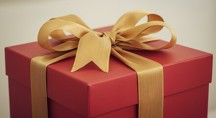 Elegant Red Gift Box with Golden Ribbon