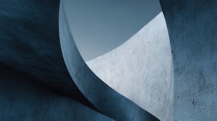 Abstract architectural fragment with elegant curved concrete geometry.