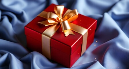 Elegant Red Gift Box with Golden Ribbon