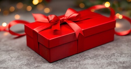Elegant Red Gift Box with Golden Ribbon