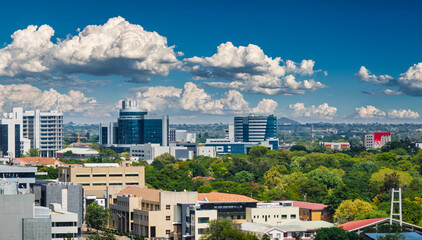 aerial view Gaborone Botswana, central business district , city skyline, daytime