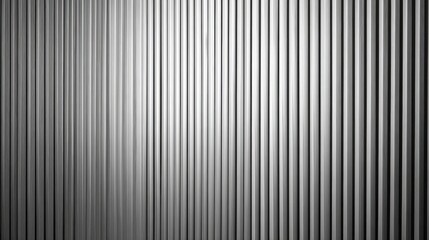Fototapeta premium Futuristic industrial steel facade with abstract vertical striped surface detail.