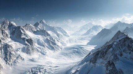 Naklejka premium Snowy mountain range panorama