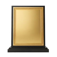 Golden plaque award trophy isolated on transparent background
