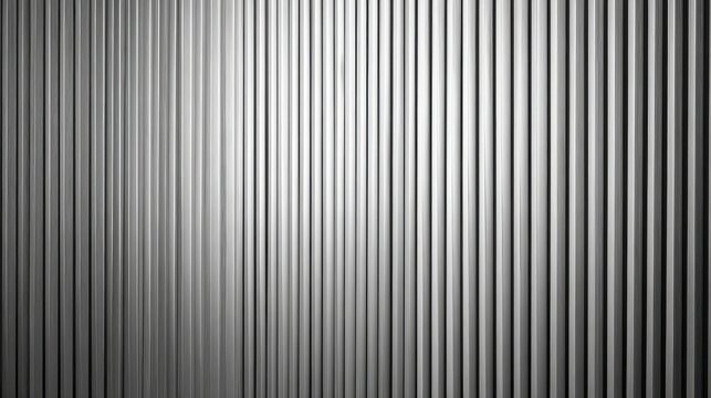 Futuristic industrial steel facade with abstract vertical striped surface detail.