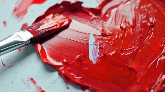 Heart-shaped objects with red paint, closeup