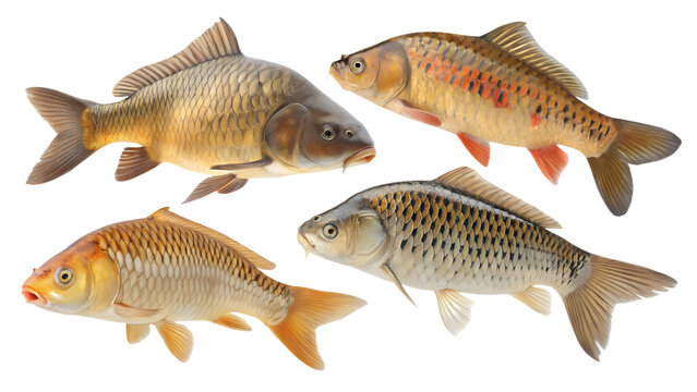 Carp PNG Set &ndash; Various Realistic Fish Isolated on Transparent Background