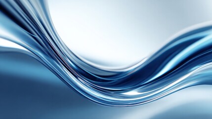 Fluid metallic wave undulates across a bright, abstract background