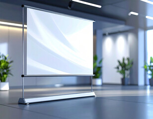 Modern Corporate Environment with Blank Presentation Screen for Business Display or Branding