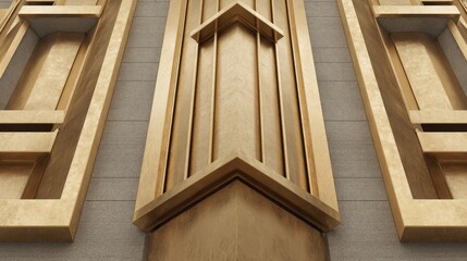 Luxurious Art Deco Style Golden Facade Architectural Detail