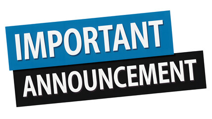 Grab attention with bold IMPORTANT ANNOUNCEMENT text design, perfect for conveying urgent news or critical updates in a professional manner.