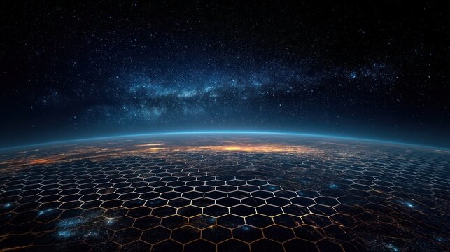 Hexagon earth space view