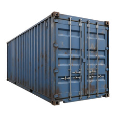Blue shipping container isolated on transparent background