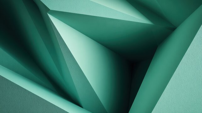 Abstract Stylized Teal Geometric Forms with Folds and Shadows