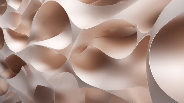 Elegant Abstract Facade with Wavy Champagne and Beige Surface Design