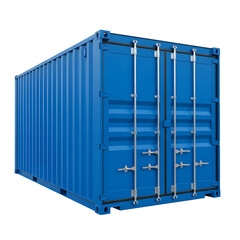 Blue shipping container isolated on transparent background