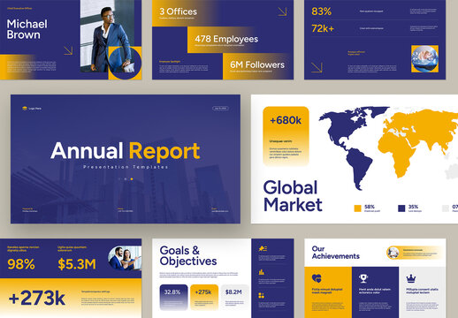 Modern Corporate Annual Report Presentation Template Slides