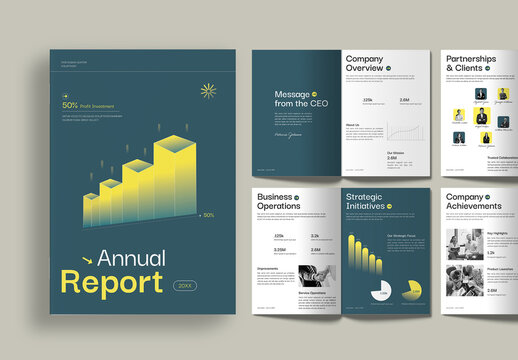Modern Annual Business Report & Financial Analysis Brochure Layout