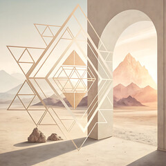 Geometric architecture archway interior design concepts subtle modern landscape arch illustration