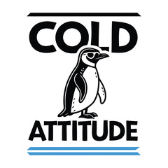 Cold Attitude – Minimal Penguin Streetwear Vector (Black & Blue)
