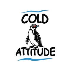 Cold Attitude – Minimal Penguin Streetwear Vector (Black & Blue)