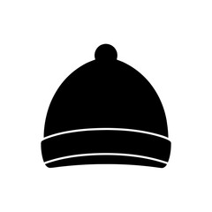 Silhouette of a winter beanie hat on transparent background
