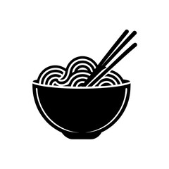 Bowl of noodles with chopsticks art on transparent background silhouette